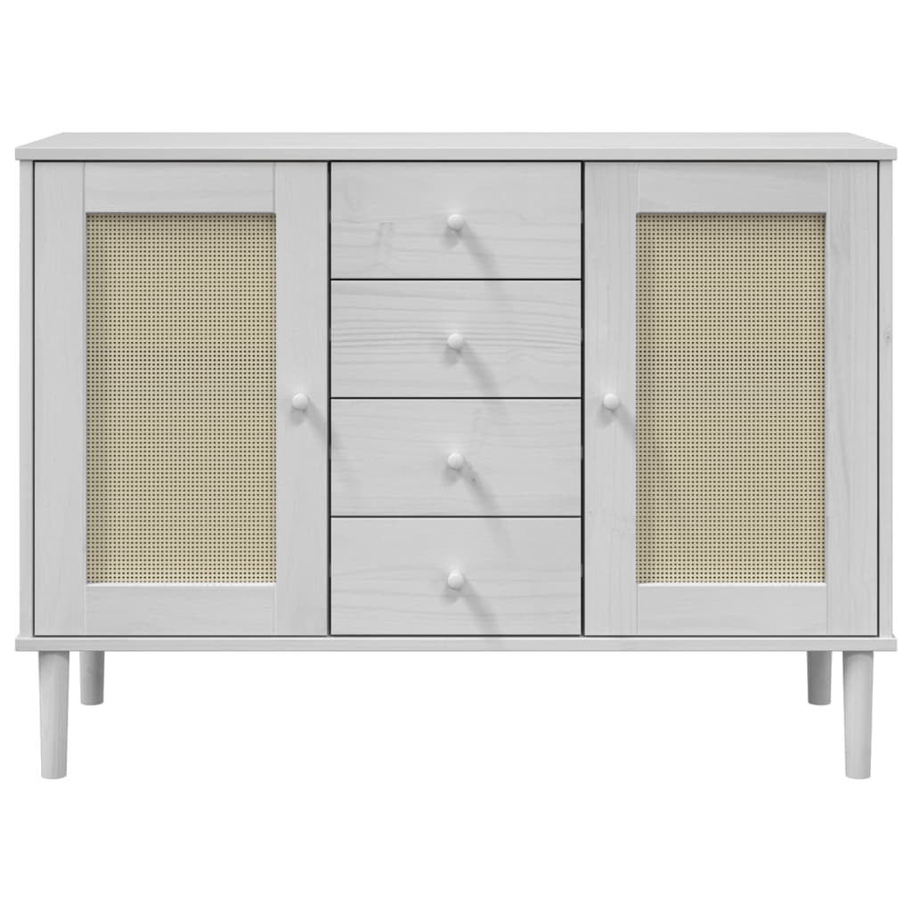 Buffet SENJA aspect rotin blanc 112x40x80cm bois massif de pin - XIOS