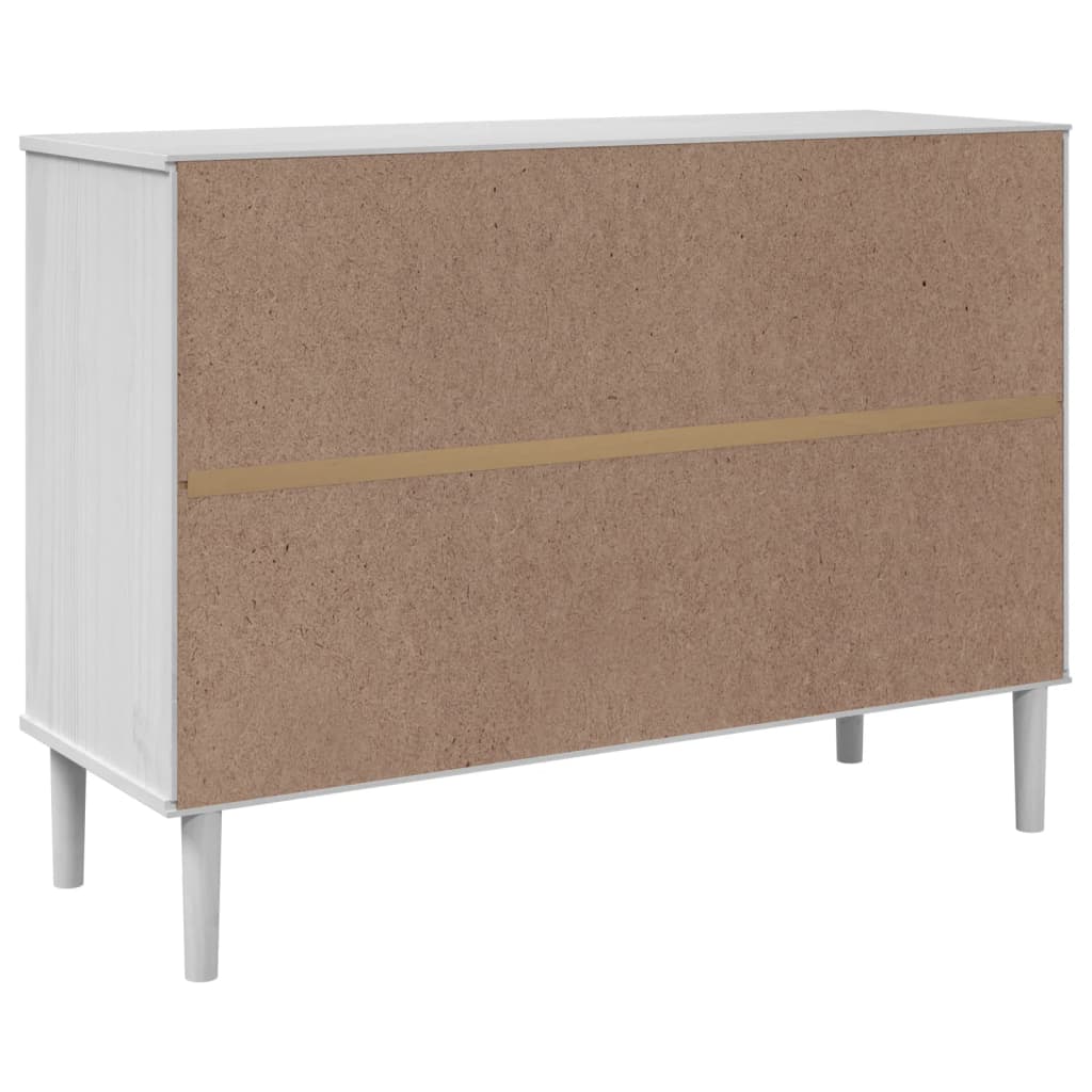 Buffet SENJA aspect rotin blanc 112x40x80cm bois massif de pin - XIOS