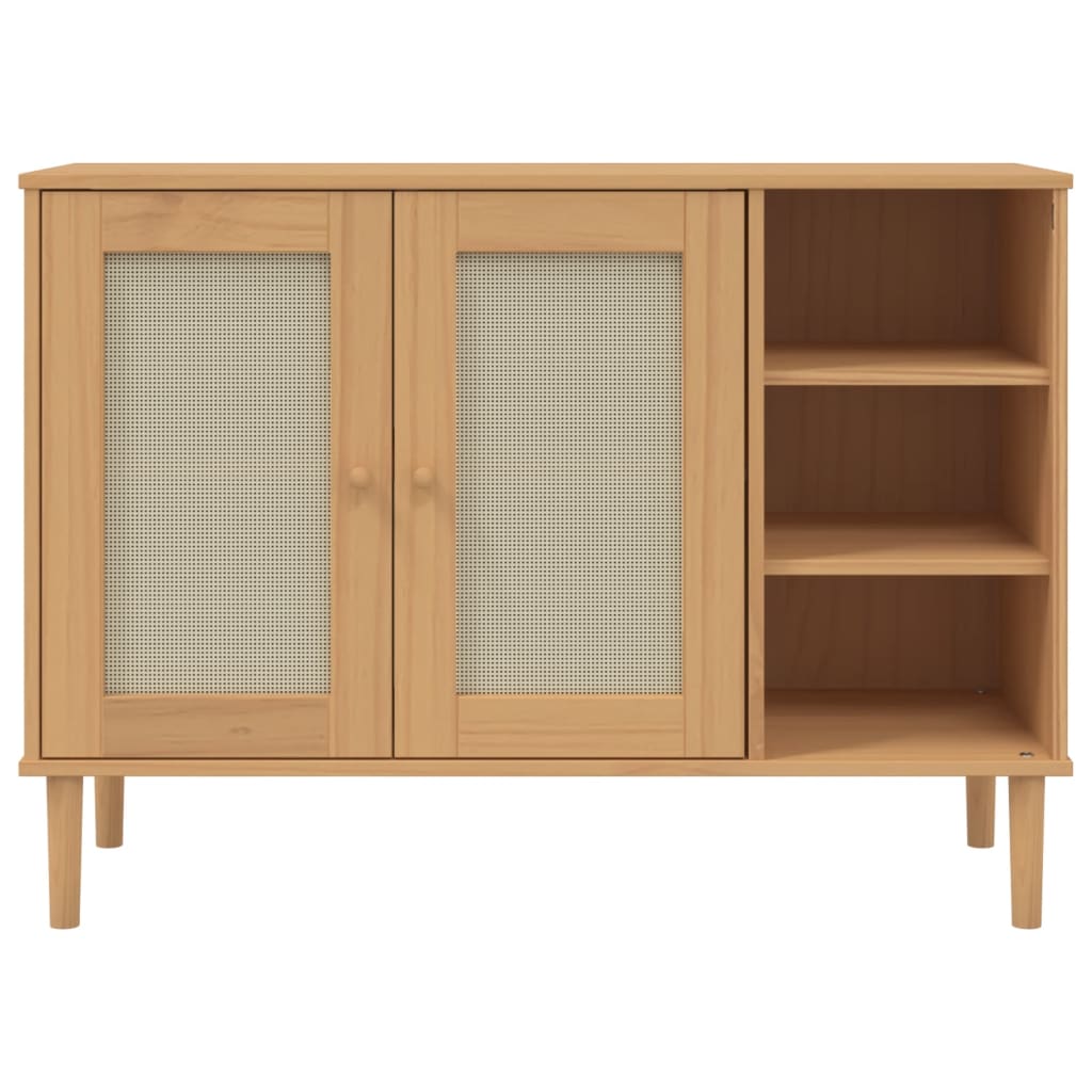 Buffet SENJA aspect rotin marron 112x40x80cm bois massif de pin - XIOS