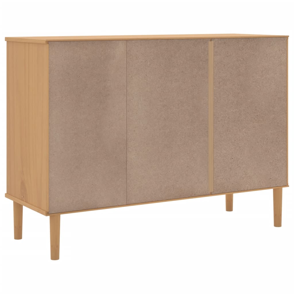 Buffet SENJA aspect rotin marron 112x40x80cm bois massif de pin - XIOS