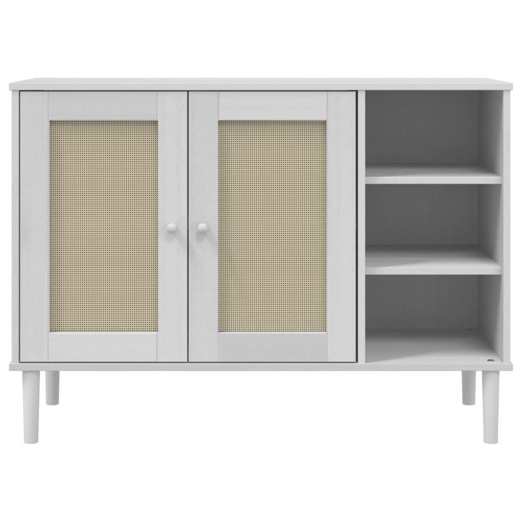 Buffet SENJA aspect rotin blanc 112x40x80cm bois massif de pin - XIOS