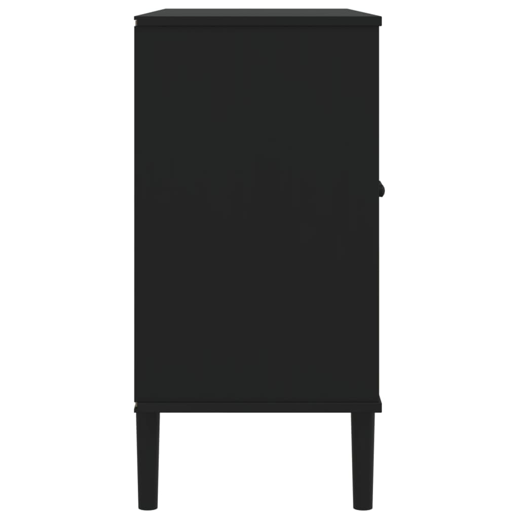 Buffet SENJA aspect rotin noir 112x40x80cm bois massif de pin - XIOS