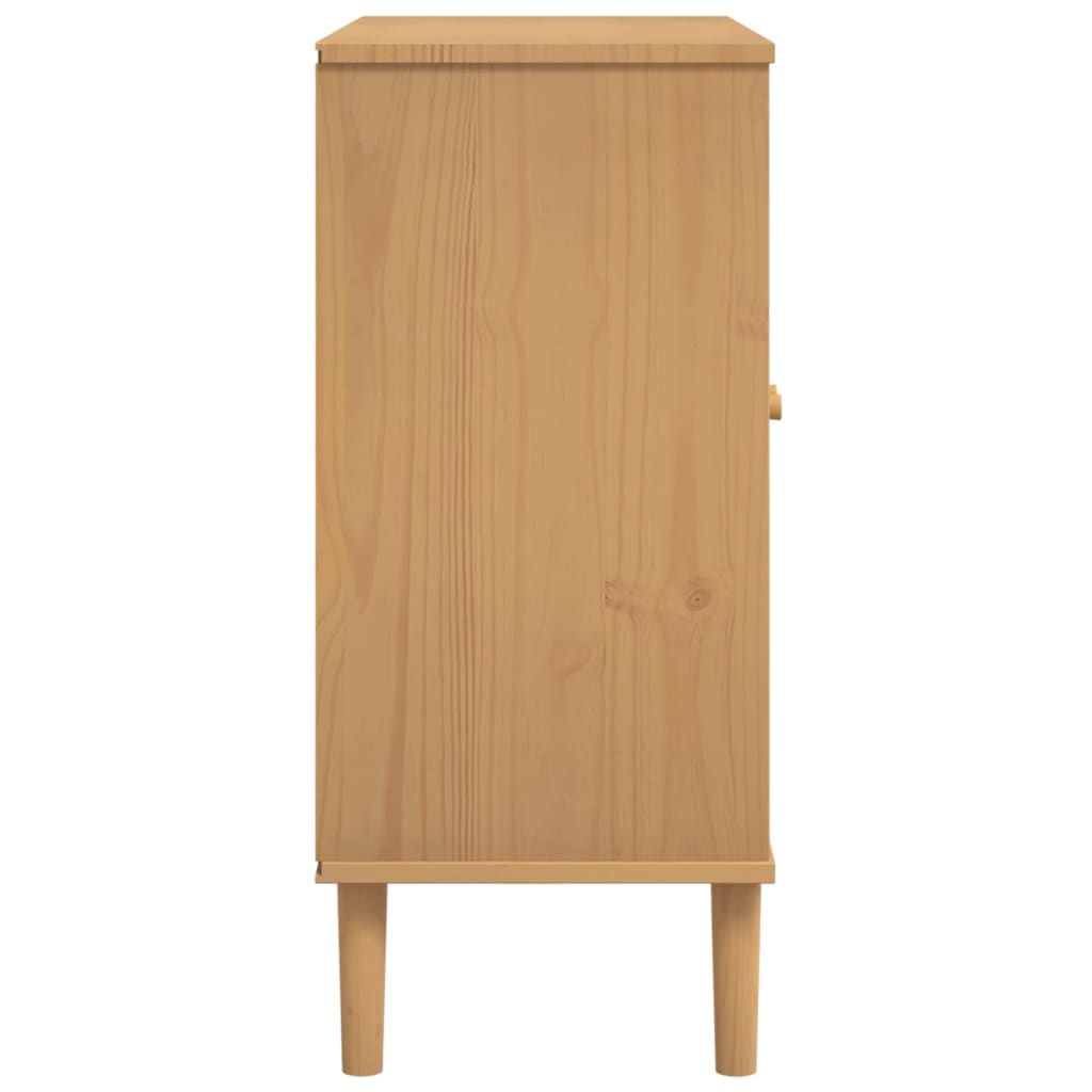 Buffet SENJA aspect rotin marron 80x35x80 cm bois massif de pin - XIOS