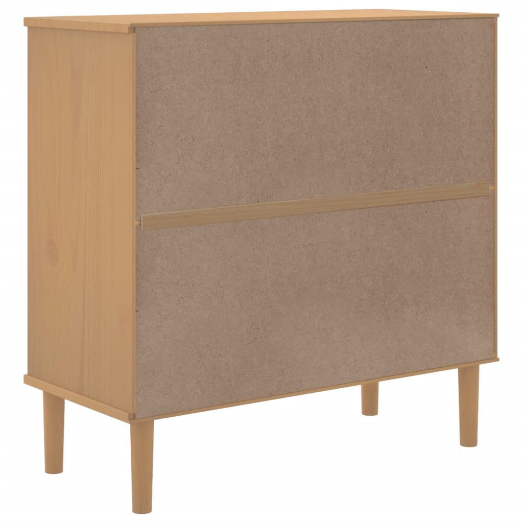 Buffet SENJA aspect rotin marron 80x35x80 cm bois massif de pin - XIOS