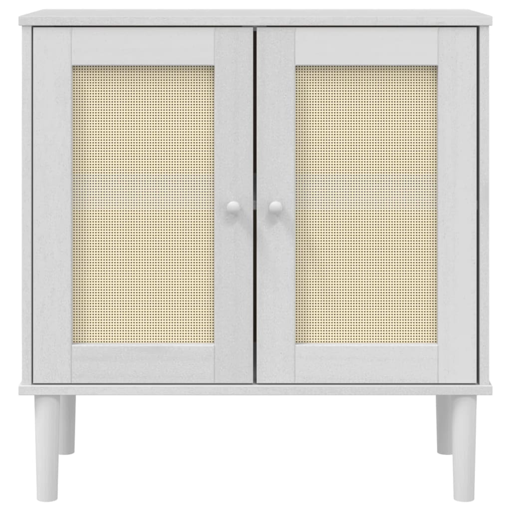 Buffet SENJA aspect rotin blanc 80x35x80 cm bois massif de pin - XIOS