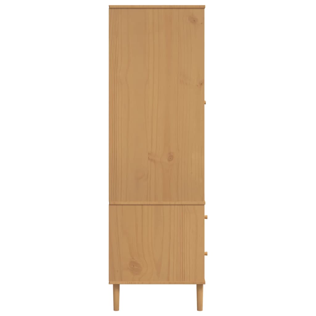 Garde-robe SENJA aspect rotin marron bois massif de pin - XIOS