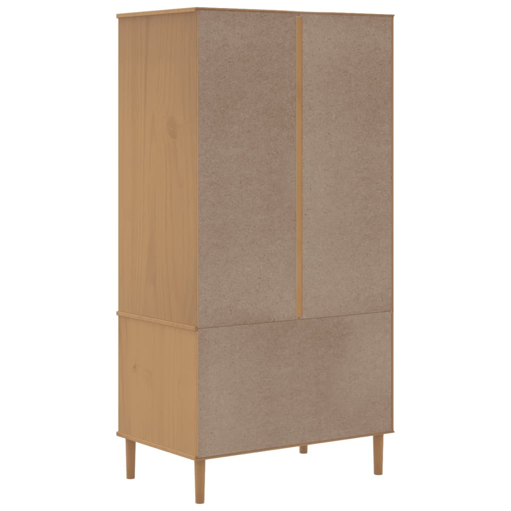Garde-robe SENJA aspect rotin marron bois massif de pin - XIOS