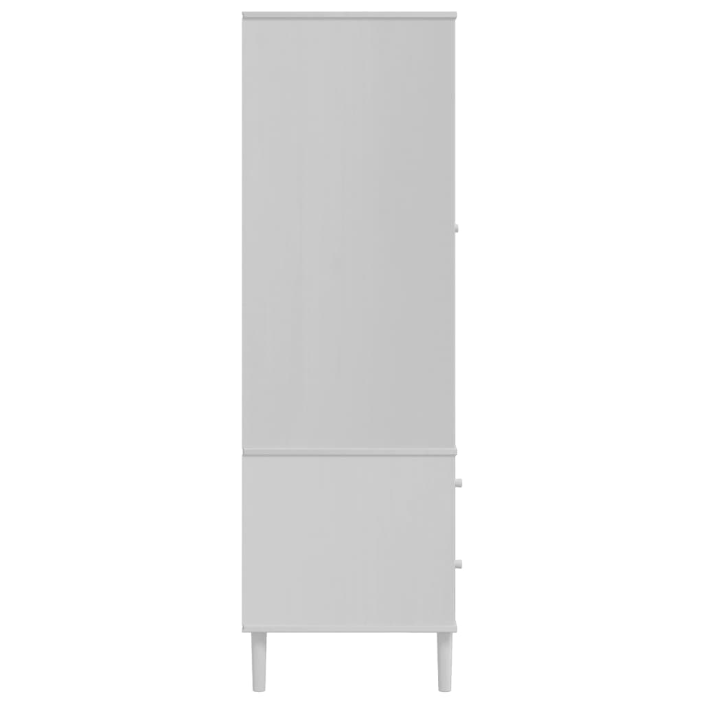 Garde-robe SENJA aspect rotin blanc 90x55x175cm bois massif pin - XIOS