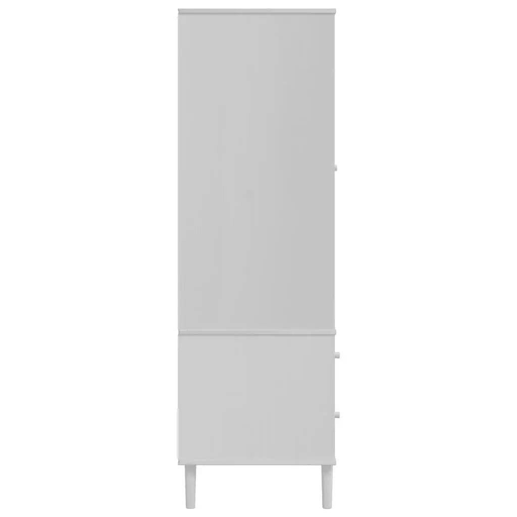 Garde-robe SENJA aspect rotin blanc 90x55x175cm bois massif pin - XIOS