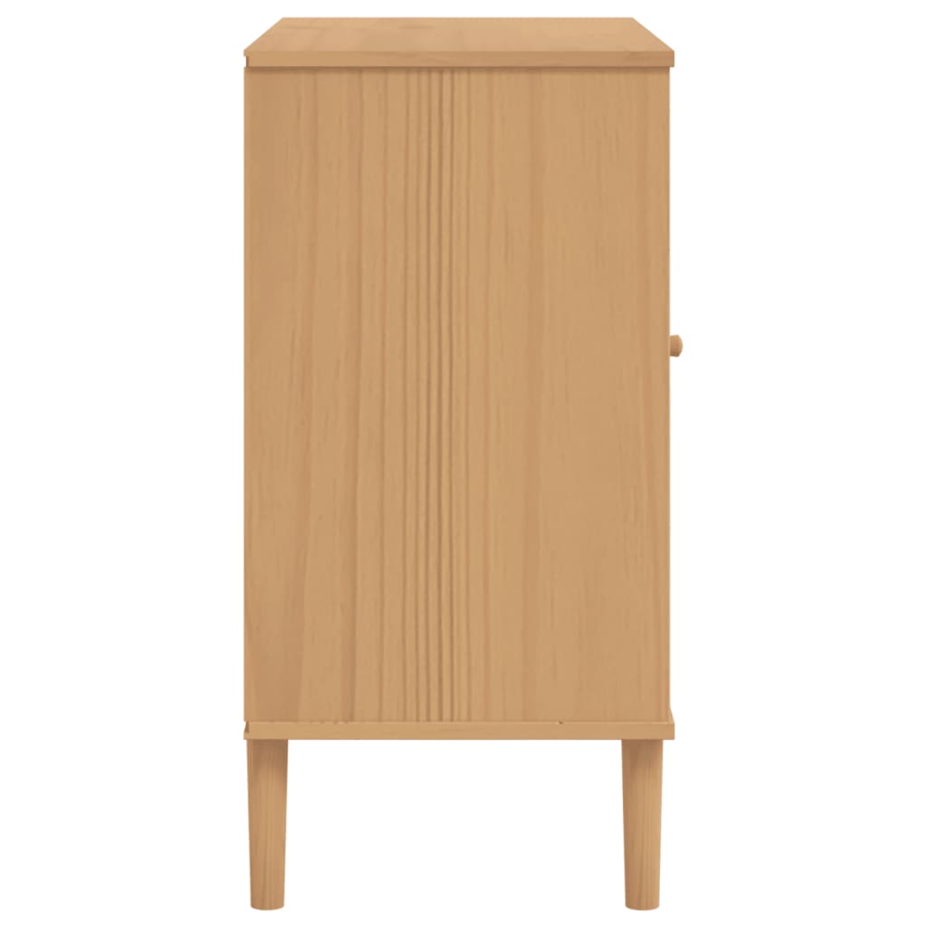 Buffet SENJA aspect rotin marron 80x40x80 cm bois massif de pin - XIOS