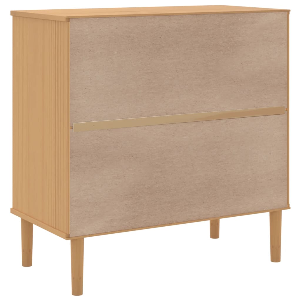 Buffet SENJA aspect rotin marron 80x40x80 cm bois massif de pin - XIOS