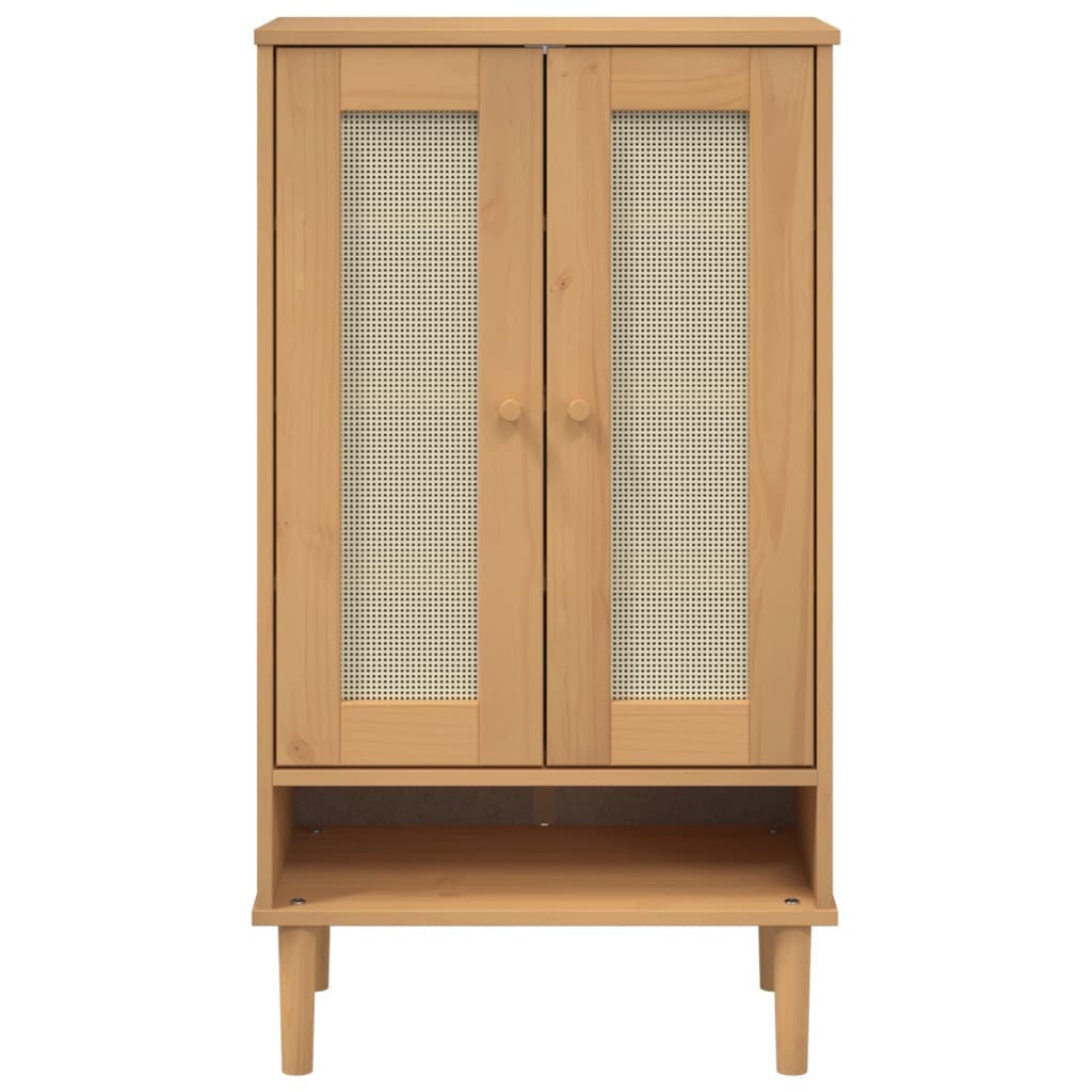 Armoire à chaussures SENJA aspect rotin marron bois massif - XIOS