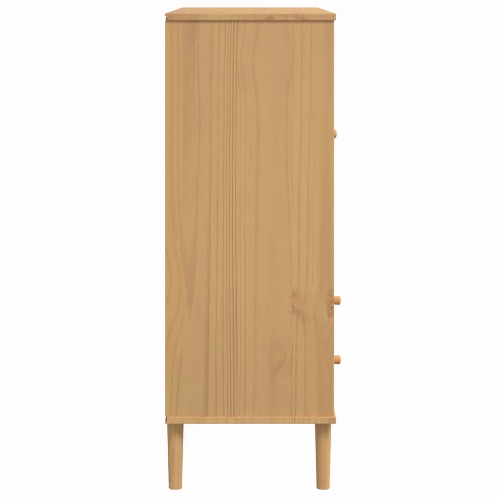 Buffet SENJA aspect rotin marron 90x40x112cm bois massif de pin - XIOS