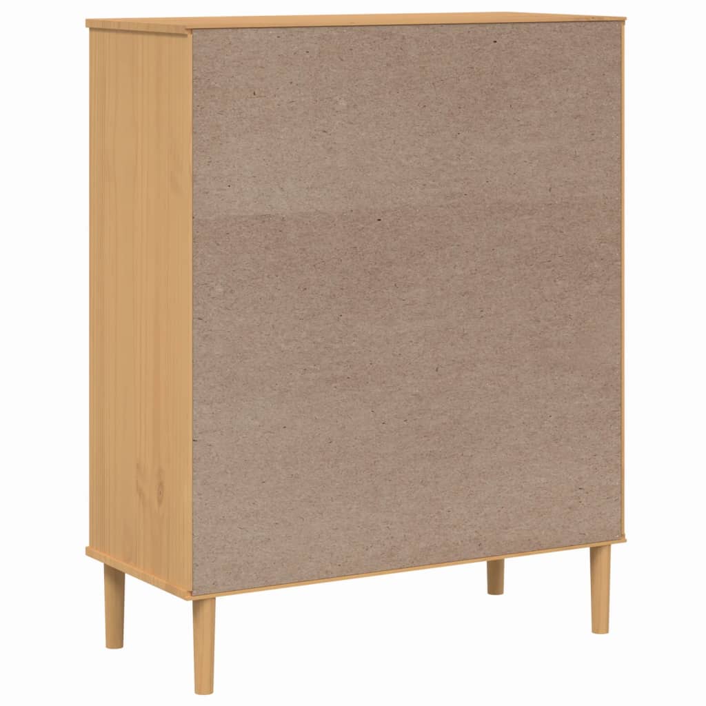 Buffet SENJA aspect rotin marron 90x40x112cm bois massif de pin - XIOS