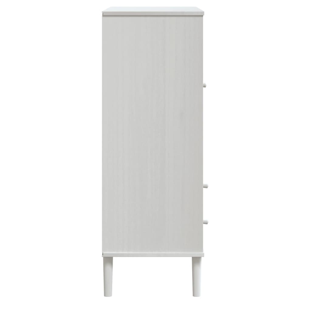 Buffet SENJA aspect rotin blanc 90x40x112cm bois massif de pin - XIOS
