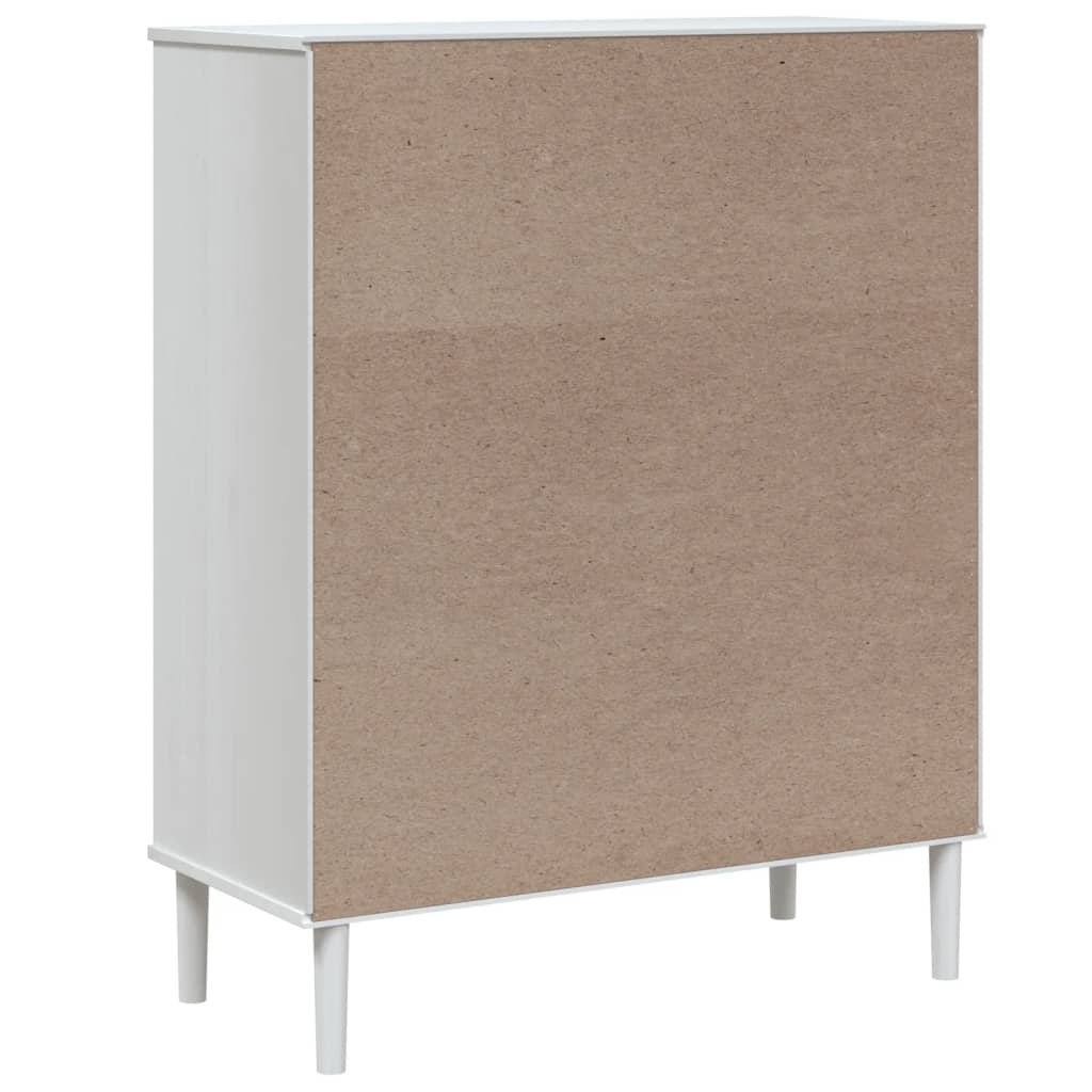 Buffet SENJA aspect rotin blanc 90x40x112cm bois massif de pin - XIOS