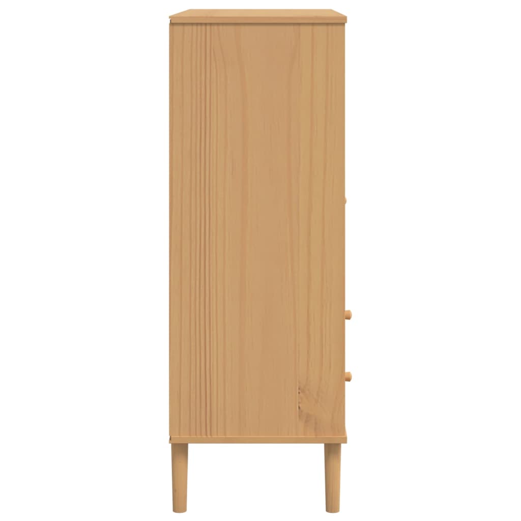 Buffet SENJA aspect rotin marron 90x40x112cm bois massif de pin - XIOS