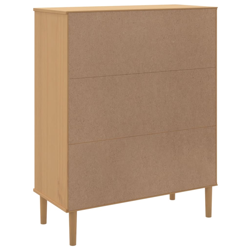 Buffet SENJA aspect rotin marron 90x40x112cm bois massif de pin - XIOS