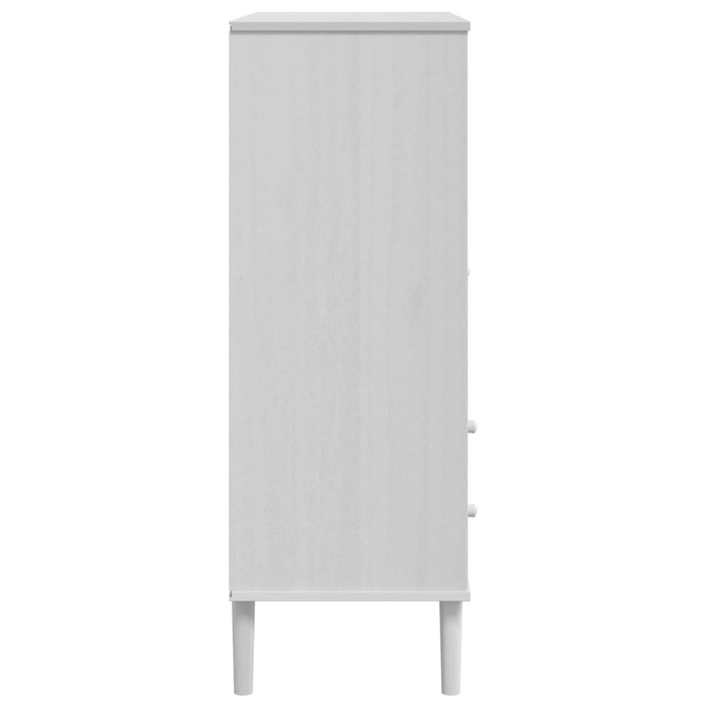 Buffet SENJA aspect rotin blanc 90x40x112cm bois massif de pin - XIOS
