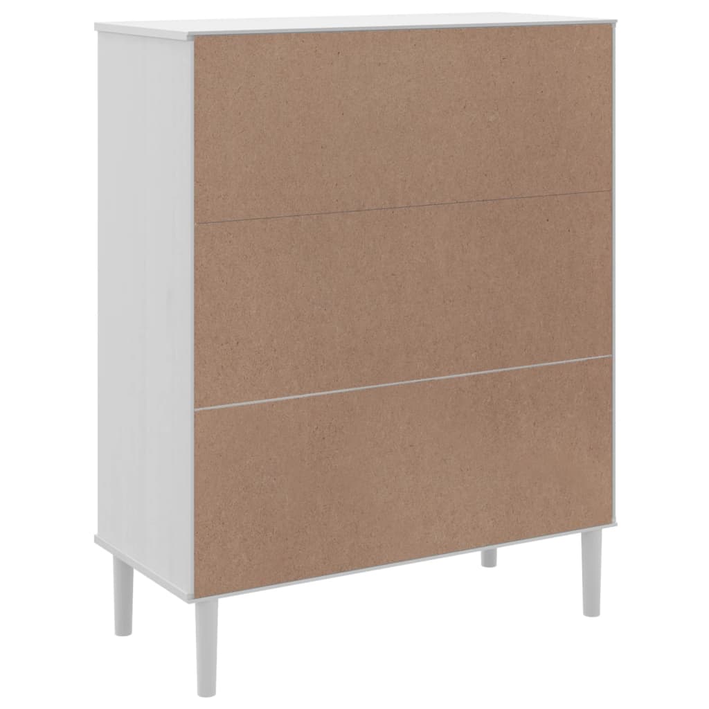 Buffet SENJA aspect rotin blanc 90x40x112cm bois massif de pin - XIOS