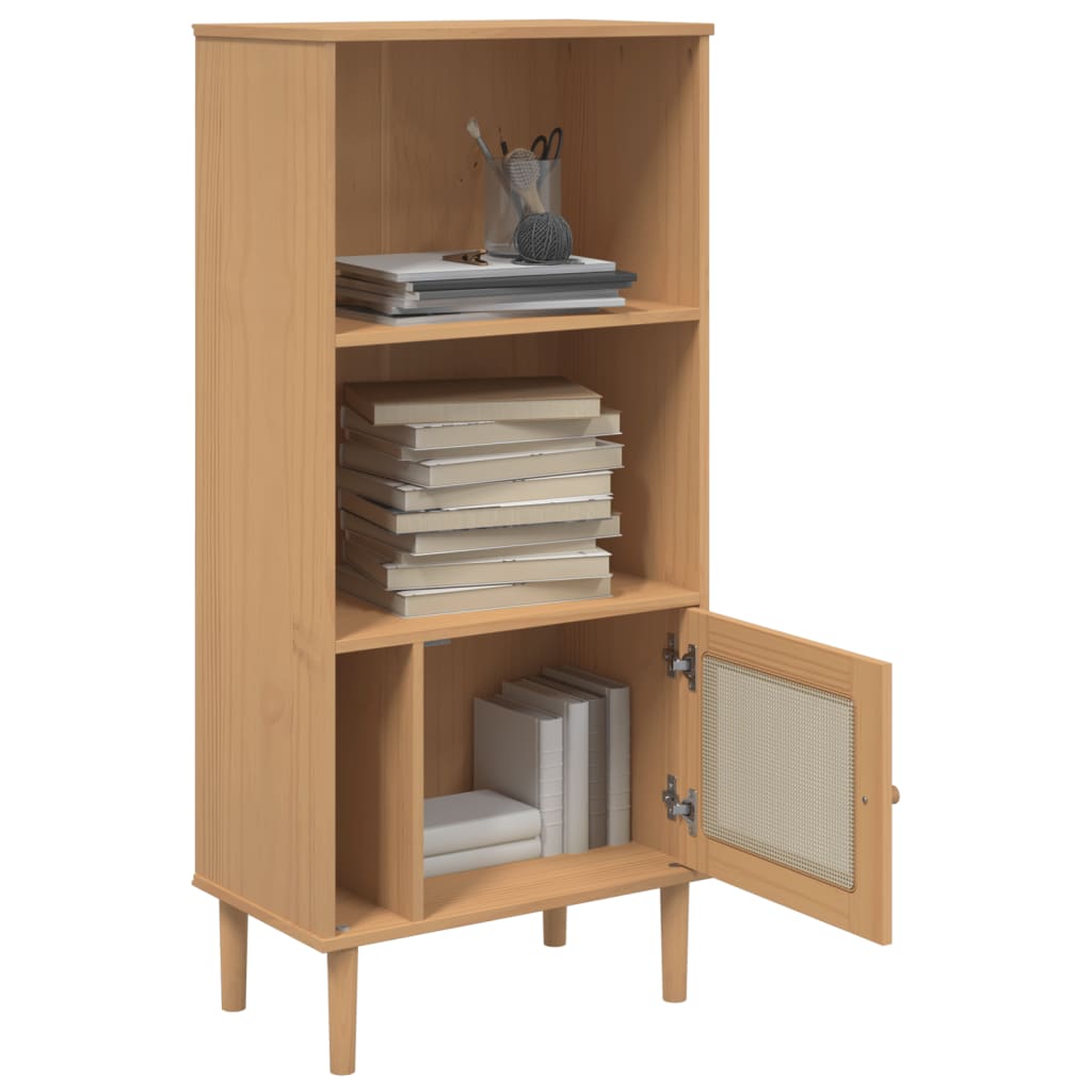 Bibliothèque SENJA aspect de rotin marron bois massif de pin - XIOS