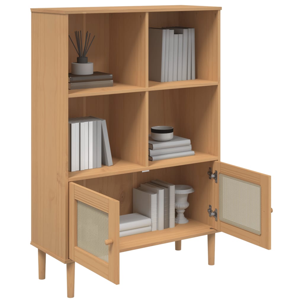 Bibliothèque SENJA aspect de rotin marron bois massif de pin - XIOS