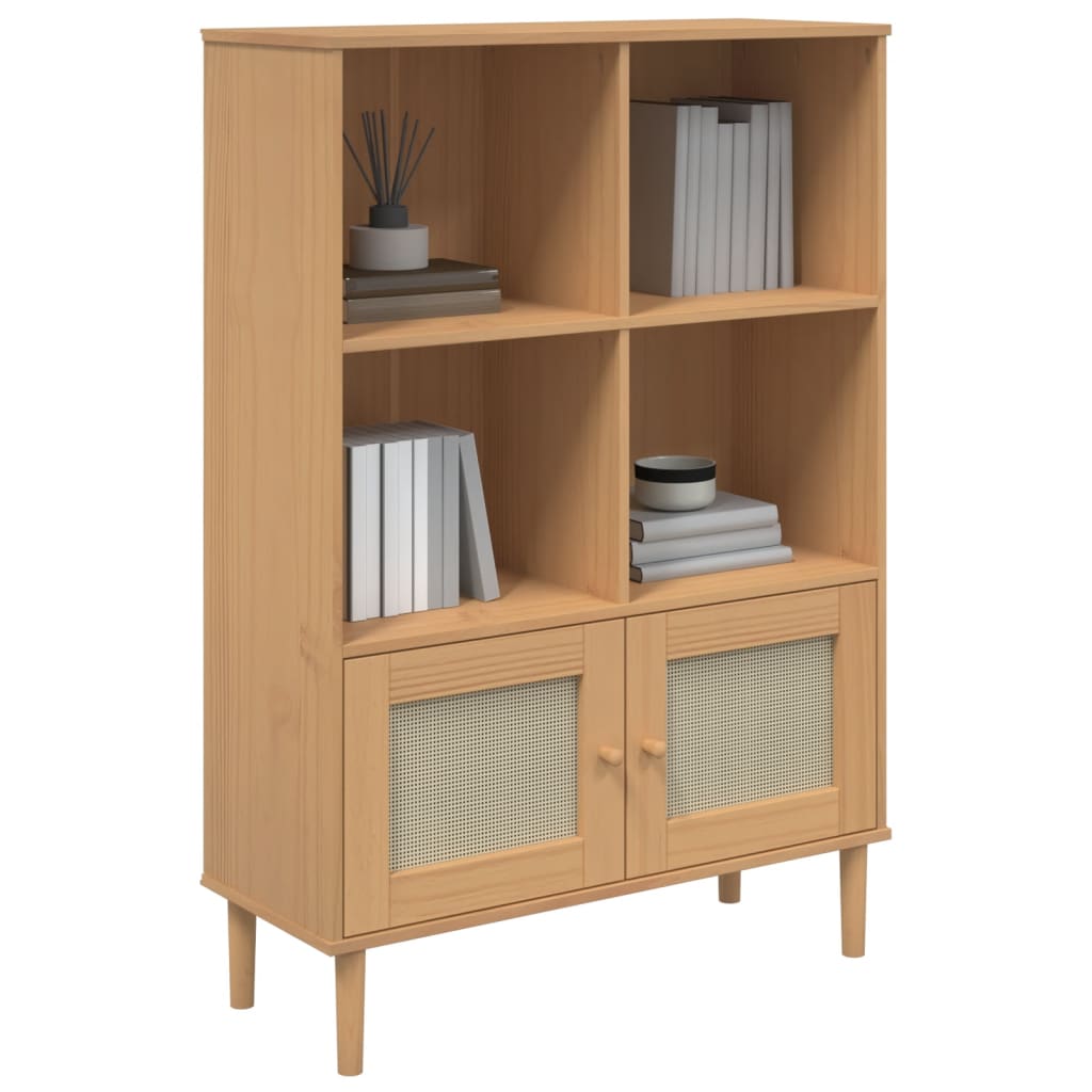 Bibliothèque SENJA aspect de rotin marron bois massif de pin - XIOS