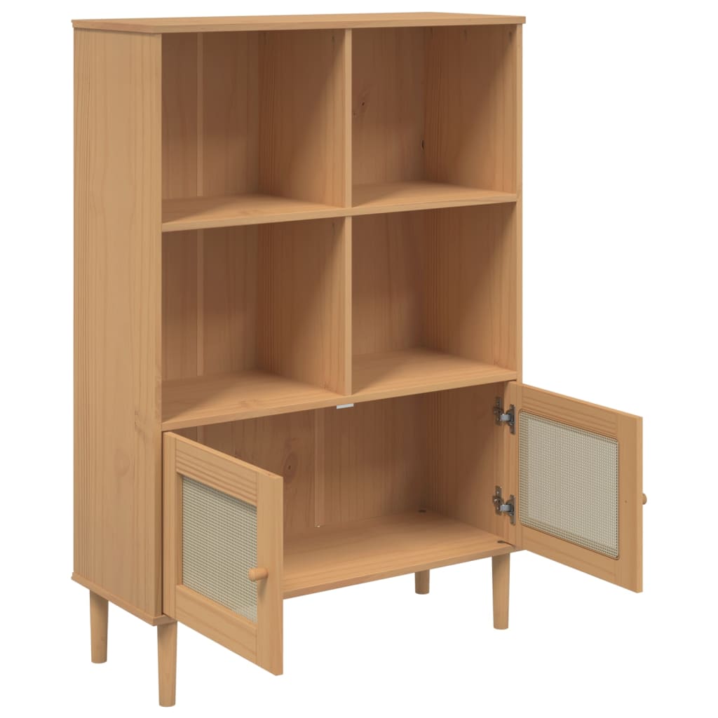 Bibliothèque SENJA aspect de rotin marron bois massif de pin - XIOS