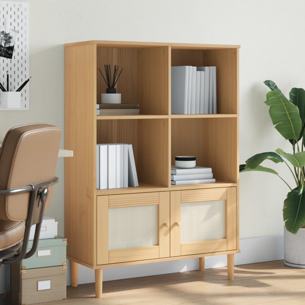 Bibliothèque SENJA aspect de rotin marron bois massif de pin - XIOS
