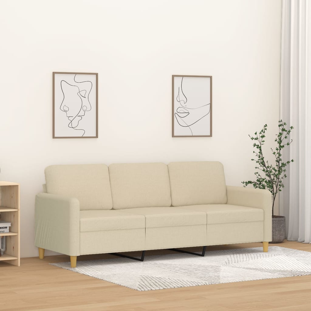 Canapé à 3 places Crème 180 cm Tissu - XIOS