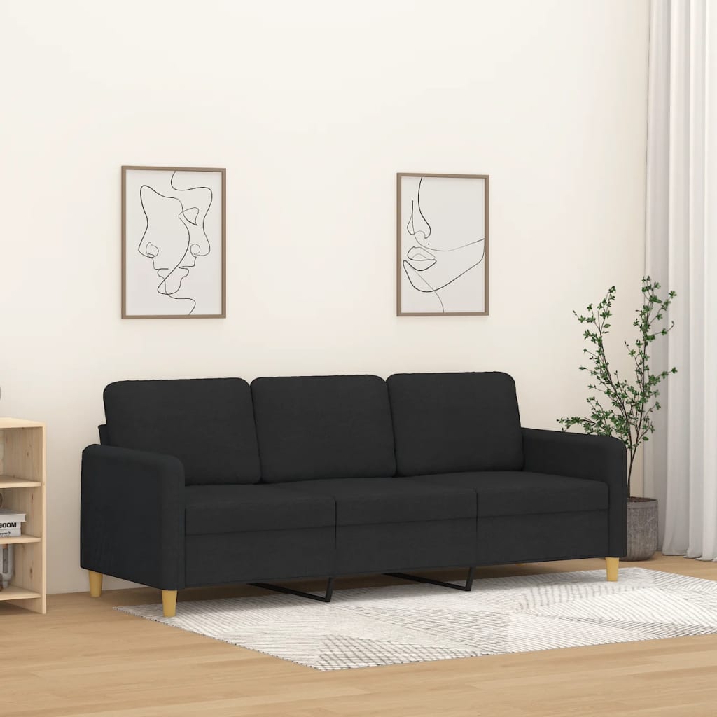 Canapé à 3 places Noir 180 cm Tissu - XIOS