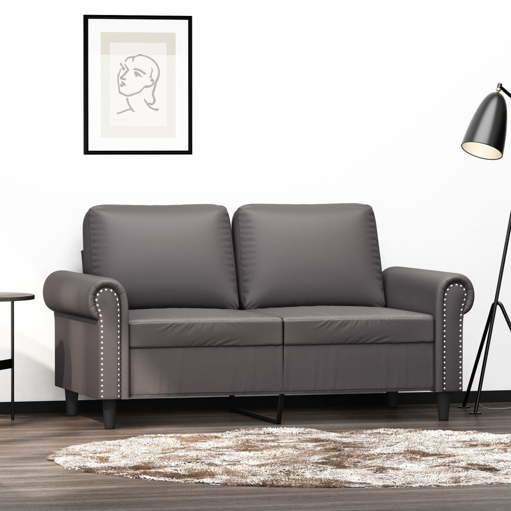 Canapé à 2 places Gris 120 cm Similicuir - XIOS
