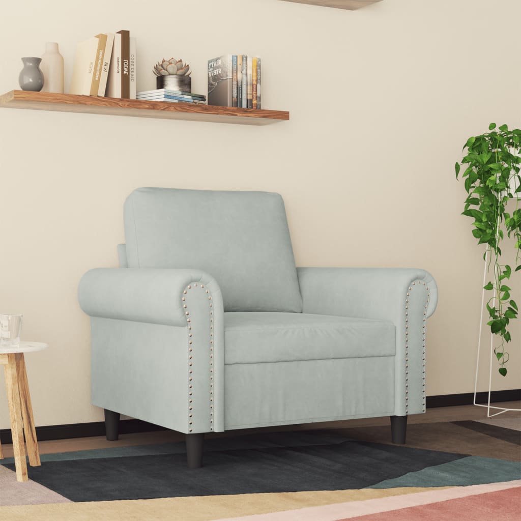 Fauteuil Gris clair 60 cm Velours - XIOS