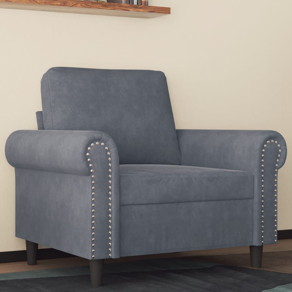 Fauteuil Gris foncé 60 cm Velours - XIOS