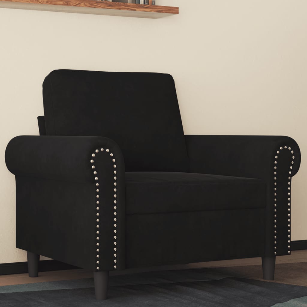 Fauteuil Noir 60 cm Velours - XIOS