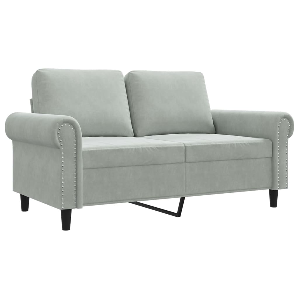 Canapé à 2 places Gris clair 120 cm Velours - XIOS