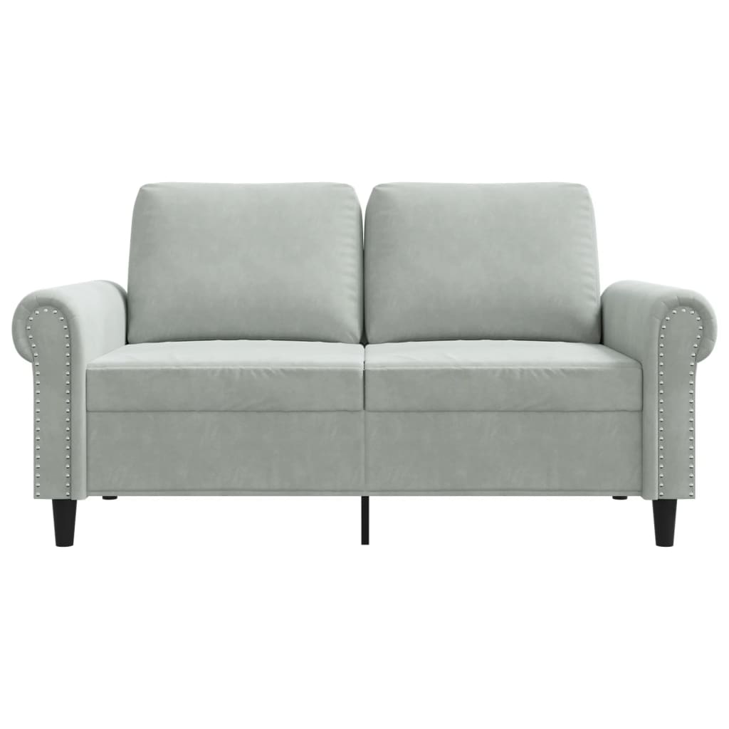 Canapé à 2 places Gris clair 120 cm Velours - XIOS