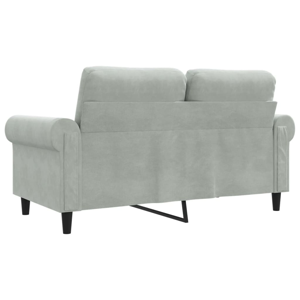 Canapé à 2 places Gris clair 120 cm Velours - XIOS