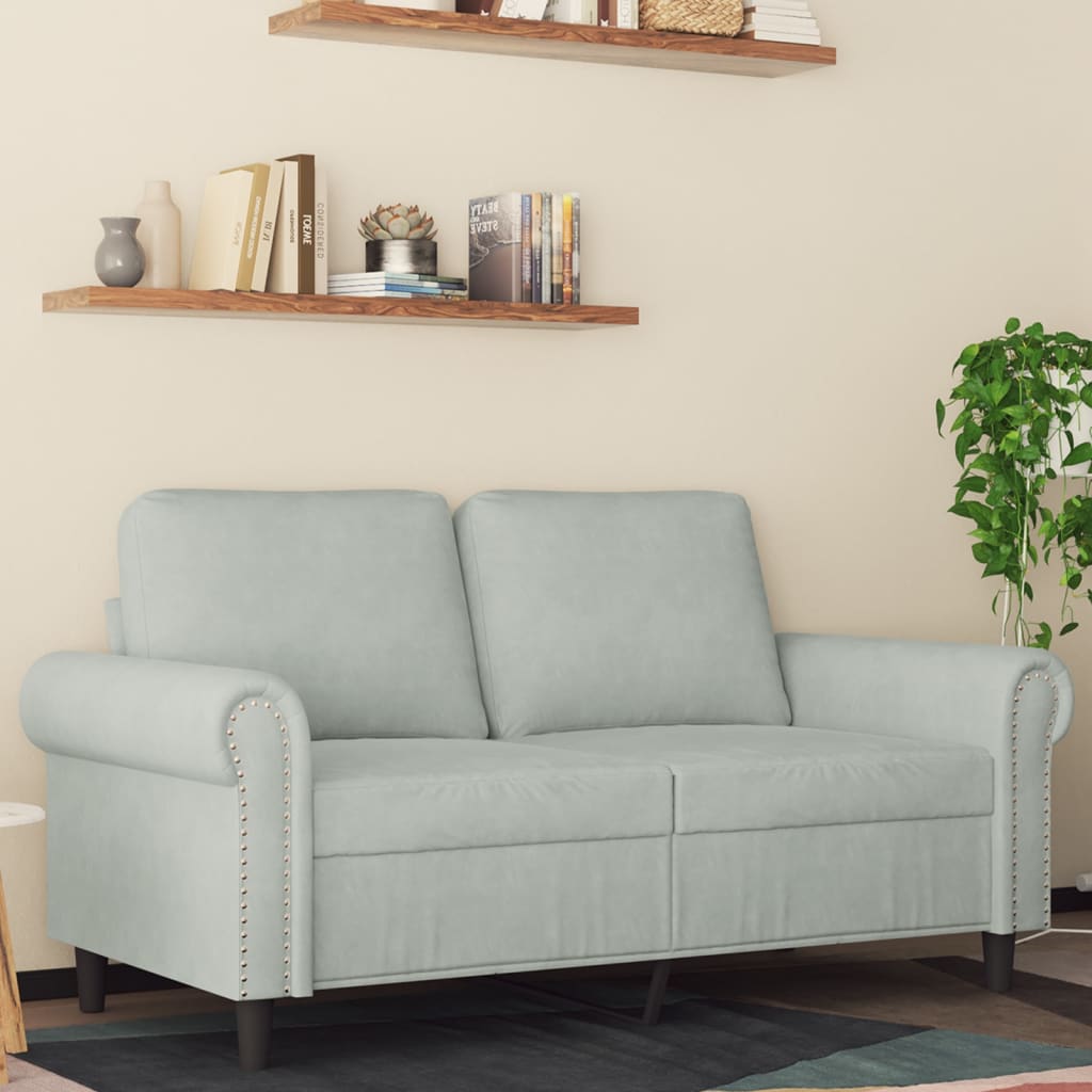 Canapé à 2 places Gris clair 120 cm Velours - XIOS