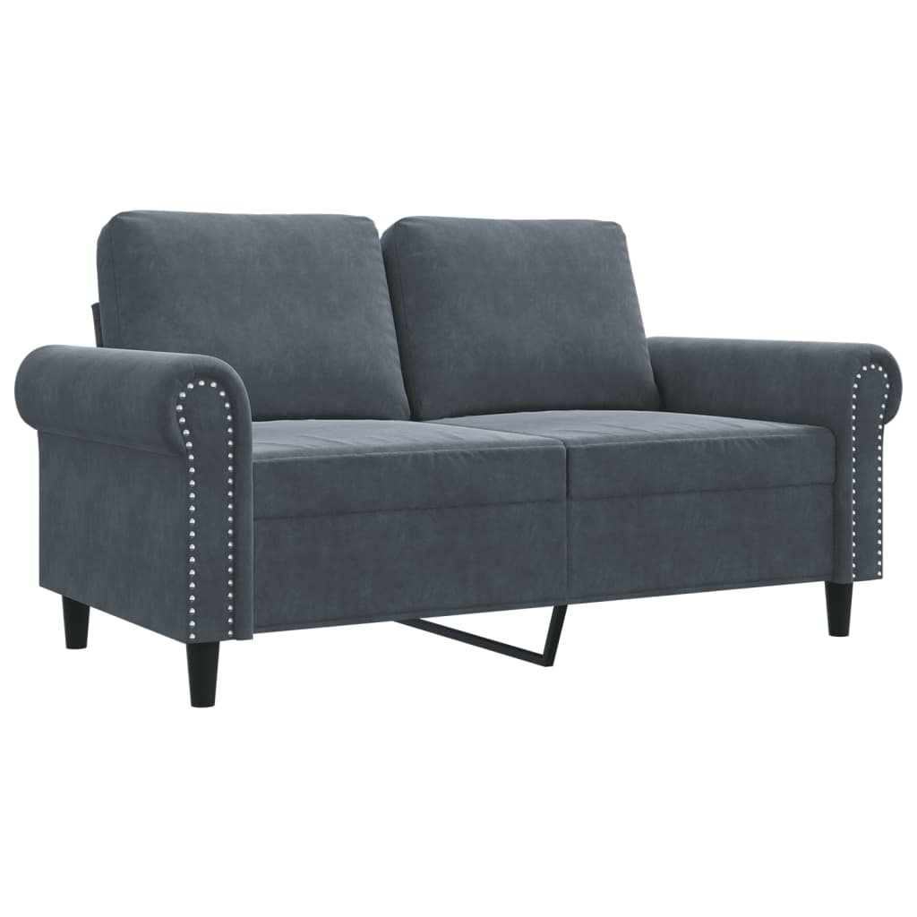 Canapé à 2 places Gris foncé 120 cm Velours - XIOS