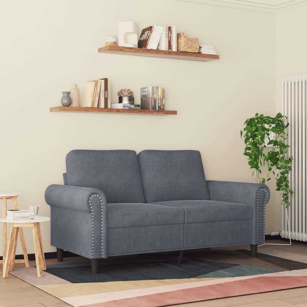 Canapé à 2 places Gris foncé 120 cm Velours - XIOS