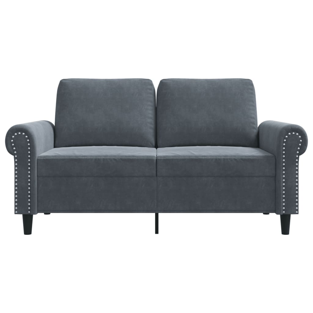 Canapé à 2 places Gris foncé 120 cm Velours - XIOS