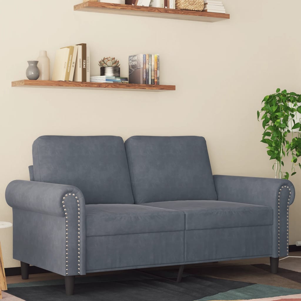 Canapé à 2 places Gris foncé 120 cm Velours - XIOS