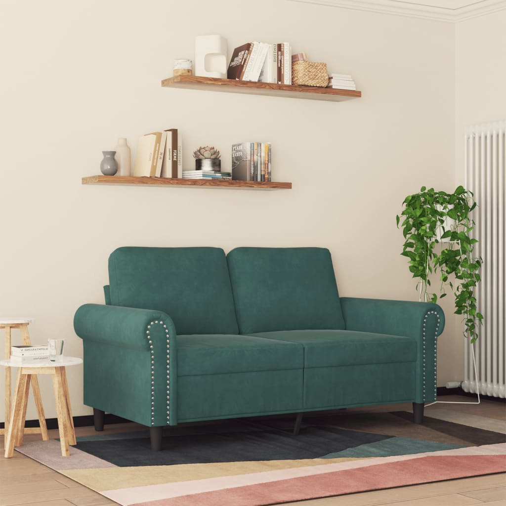 Canapé à 2 places Vert foncé 120 cm Velours - XIOS