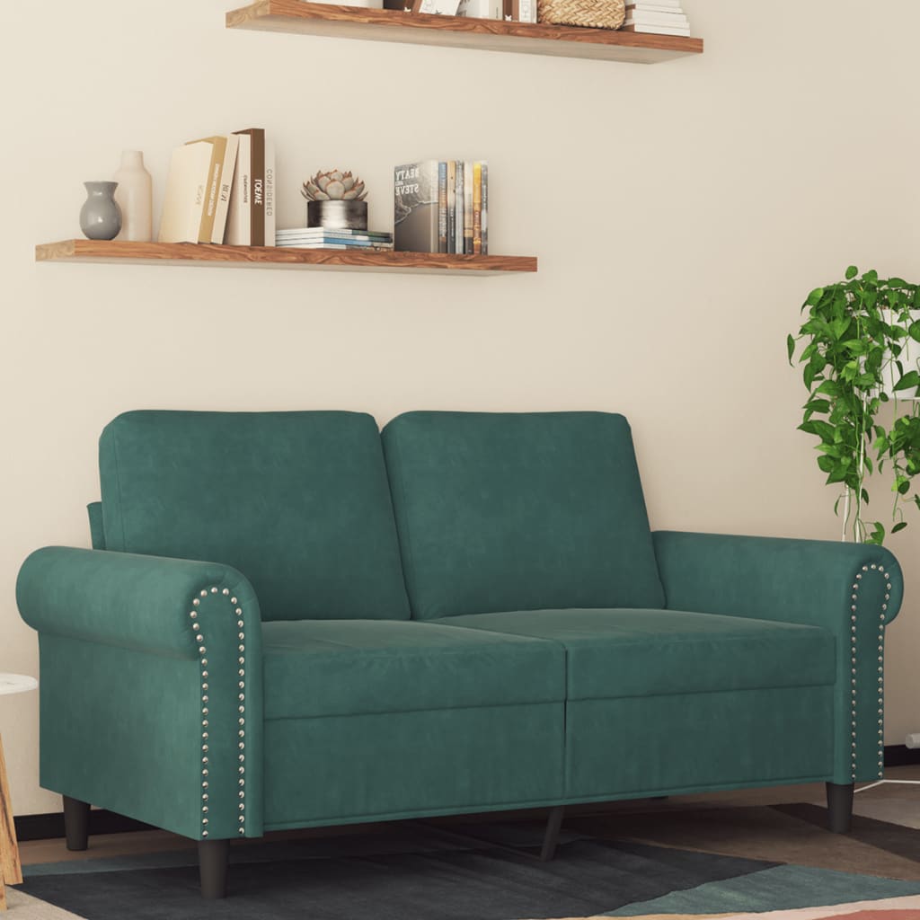 Canapé à 2 places Vert foncé 120 cm Velours - XIOS