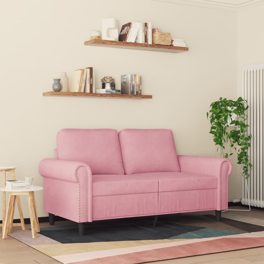 Canapé à 2 places Rose 120 cm Velours - XIOS
