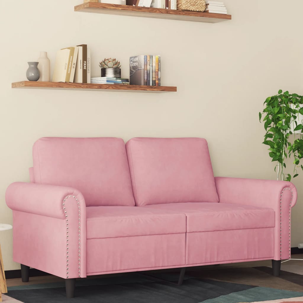 Canapé à 2 places Rose 120 cm Velours - XIOS