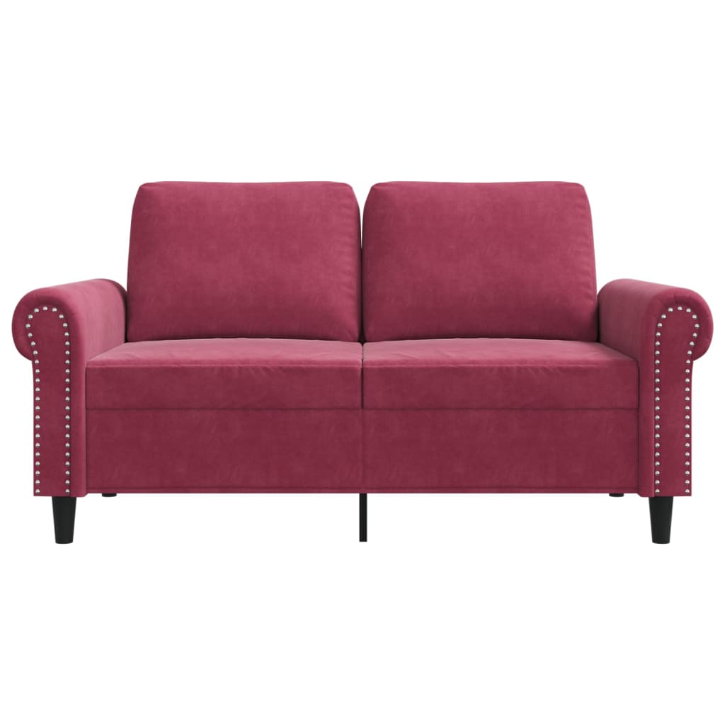 Canapé à 2 places Rouge bordeaux 120 cm Velours - XIOS