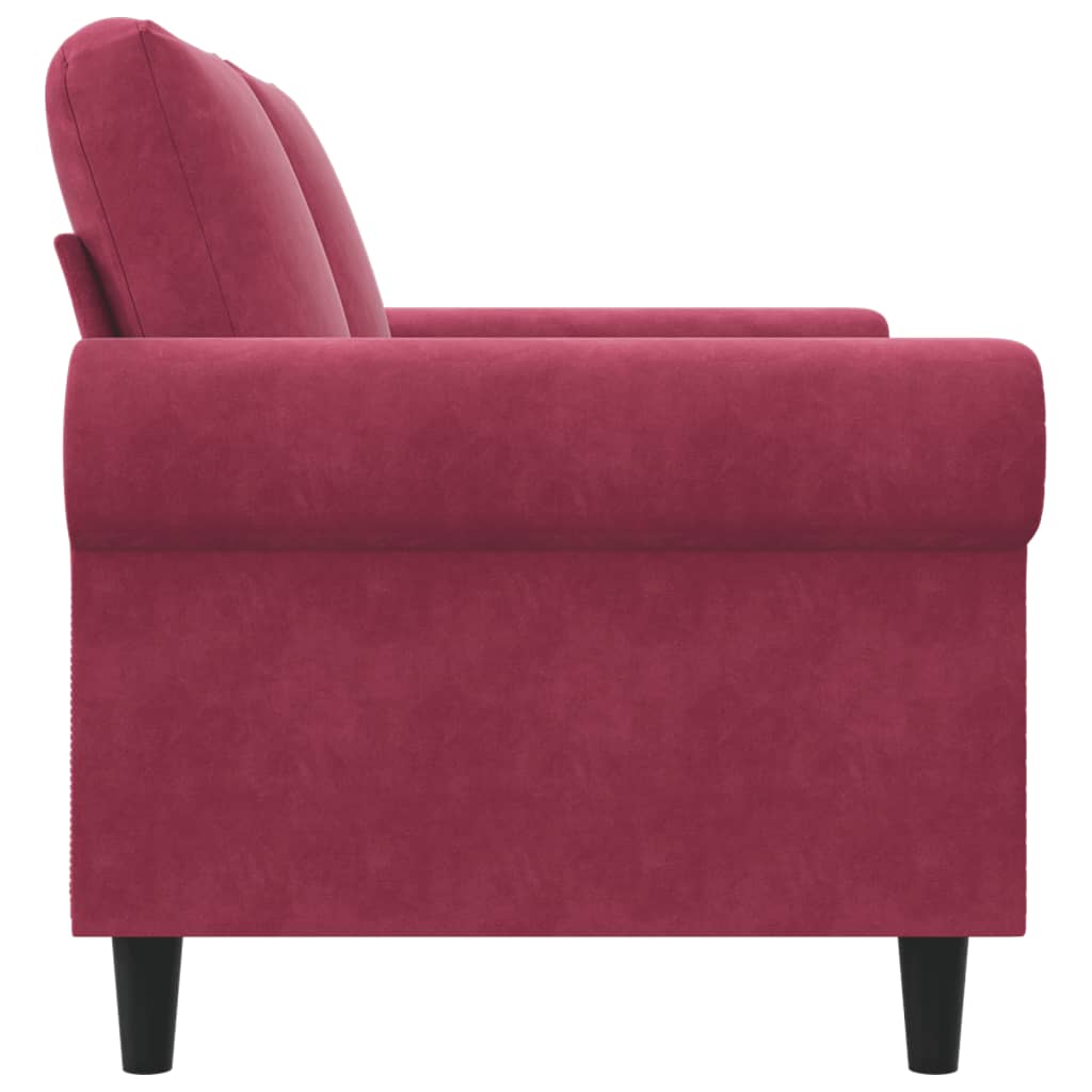 Canapé à 2 places Rouge bordeaux 120 cm Velours - XIOS