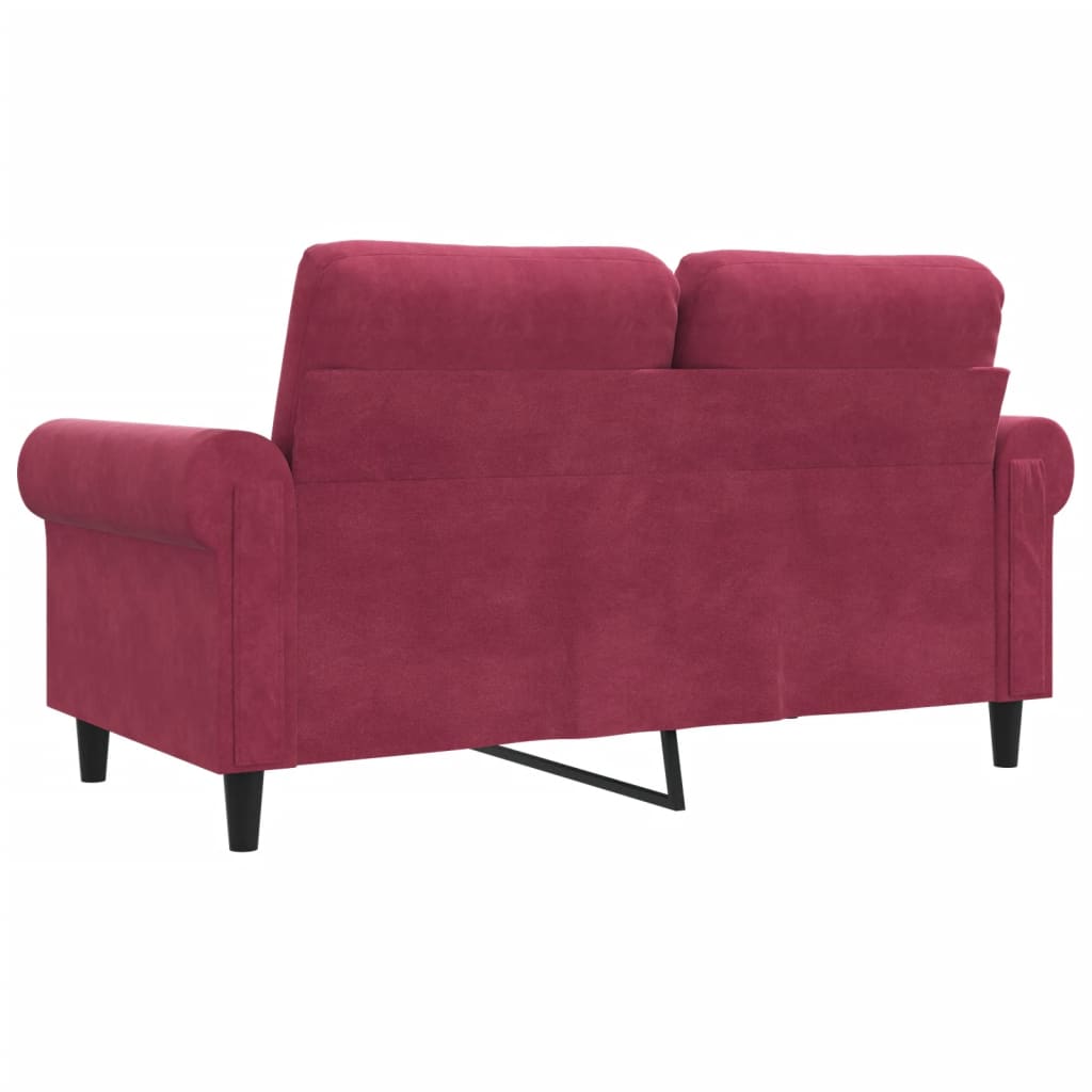 Canapé à 2 places Rouge bordeaux 120 cm Velours - XIOS